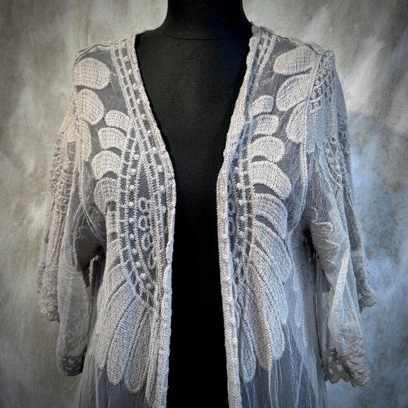 🖤Rebellion Again Grey Lace Duster Cover Up - Picture 4 of 6